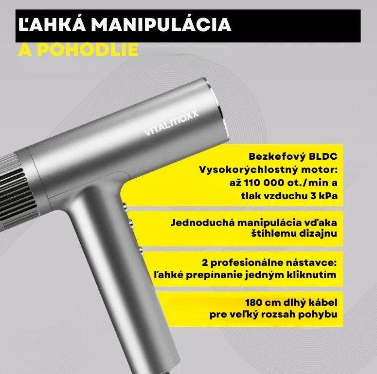 VITALmaxx Fén na vlasy s BLDC motorom 15602 (1)